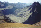 Blick vom Himmeleck in Oytalschluss mit Höfats und Allgäuer Hauptkamm
